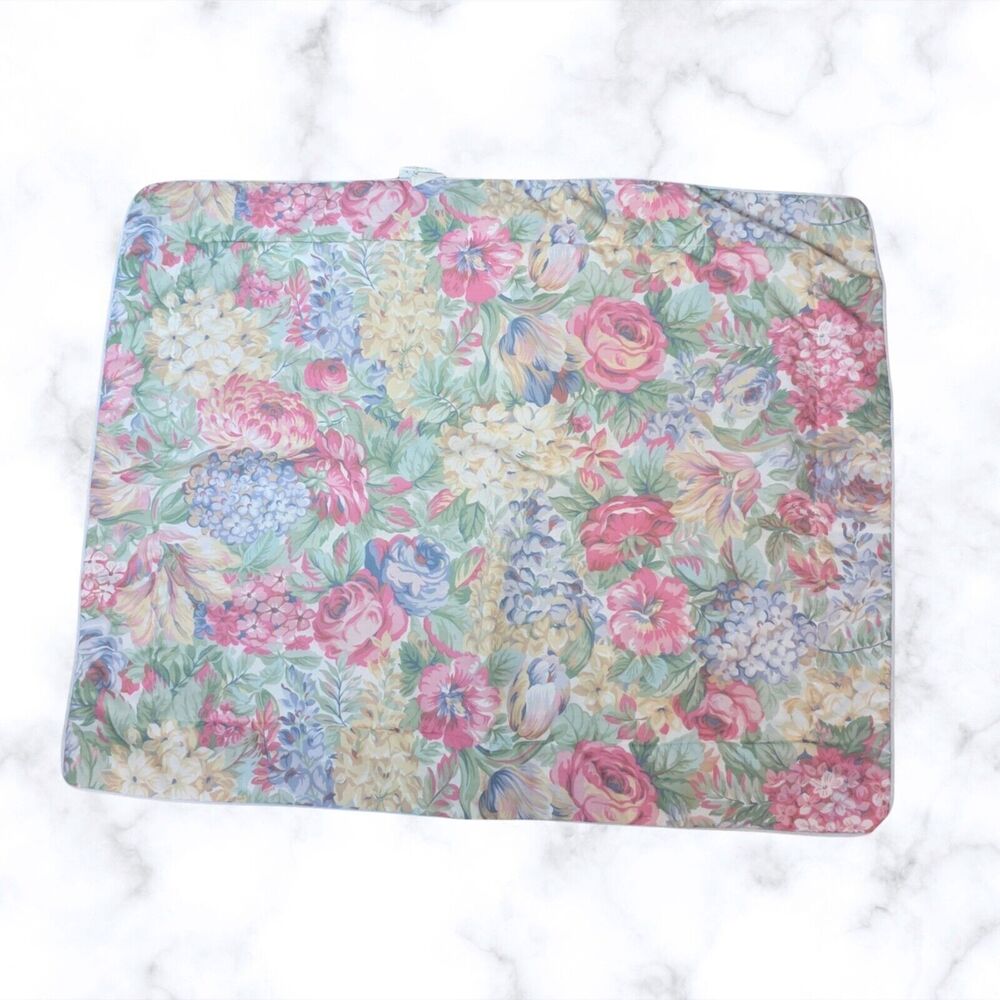 Vintage MARTEX Set of 2 Quilted Standard Shams Pink Blue Floral Sanderson